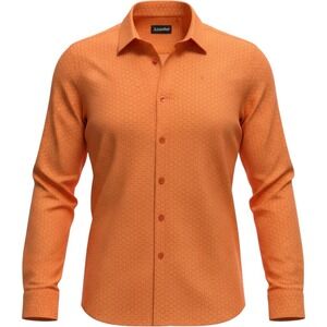 Schöffel Button Down Shirt Mens XL Orange Geometric Print Long Sleeve Outdoor LS